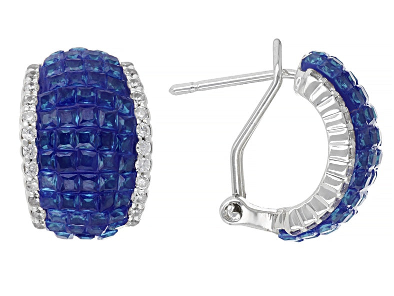3.95 Ctw Blue and White Color Zircon Ring and Earring Set in Brass Platinum Plated