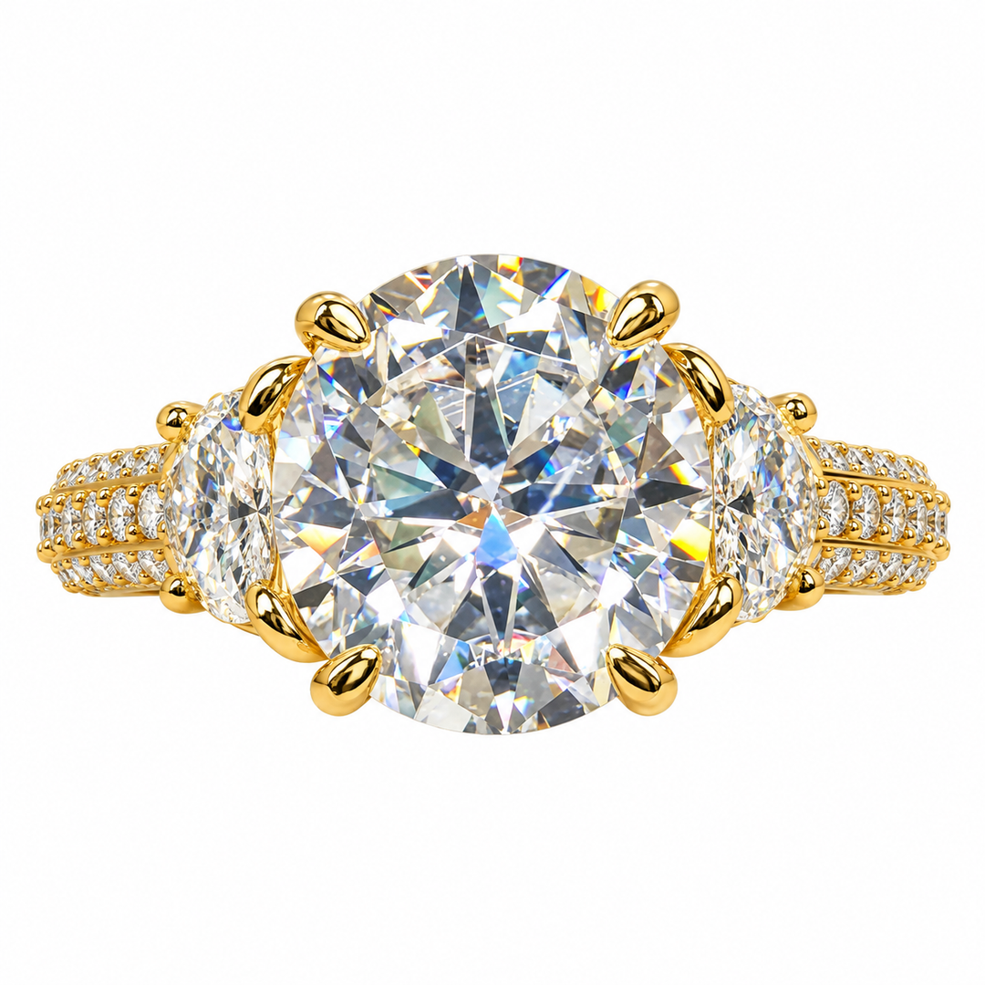 6.50 DEW Moissanite Ring in 925 Yellow Gold Plated