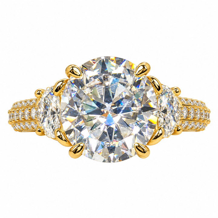 6.50 DEW Moissanite Ring in 925 Yellow Gold Plated