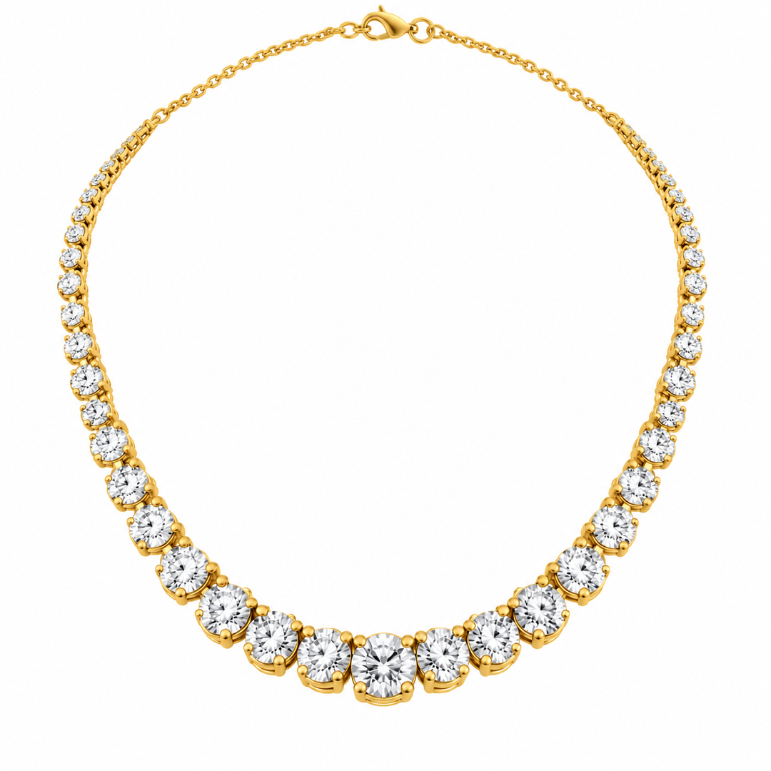 34.00 DEW Moissanite Necklace in 925 Yellow Gold Plated