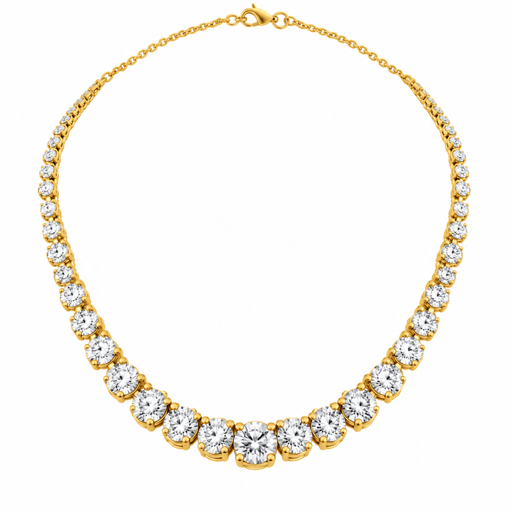 34.00 DEW Moissanite Necklace in 925 Yellow Gold Plated