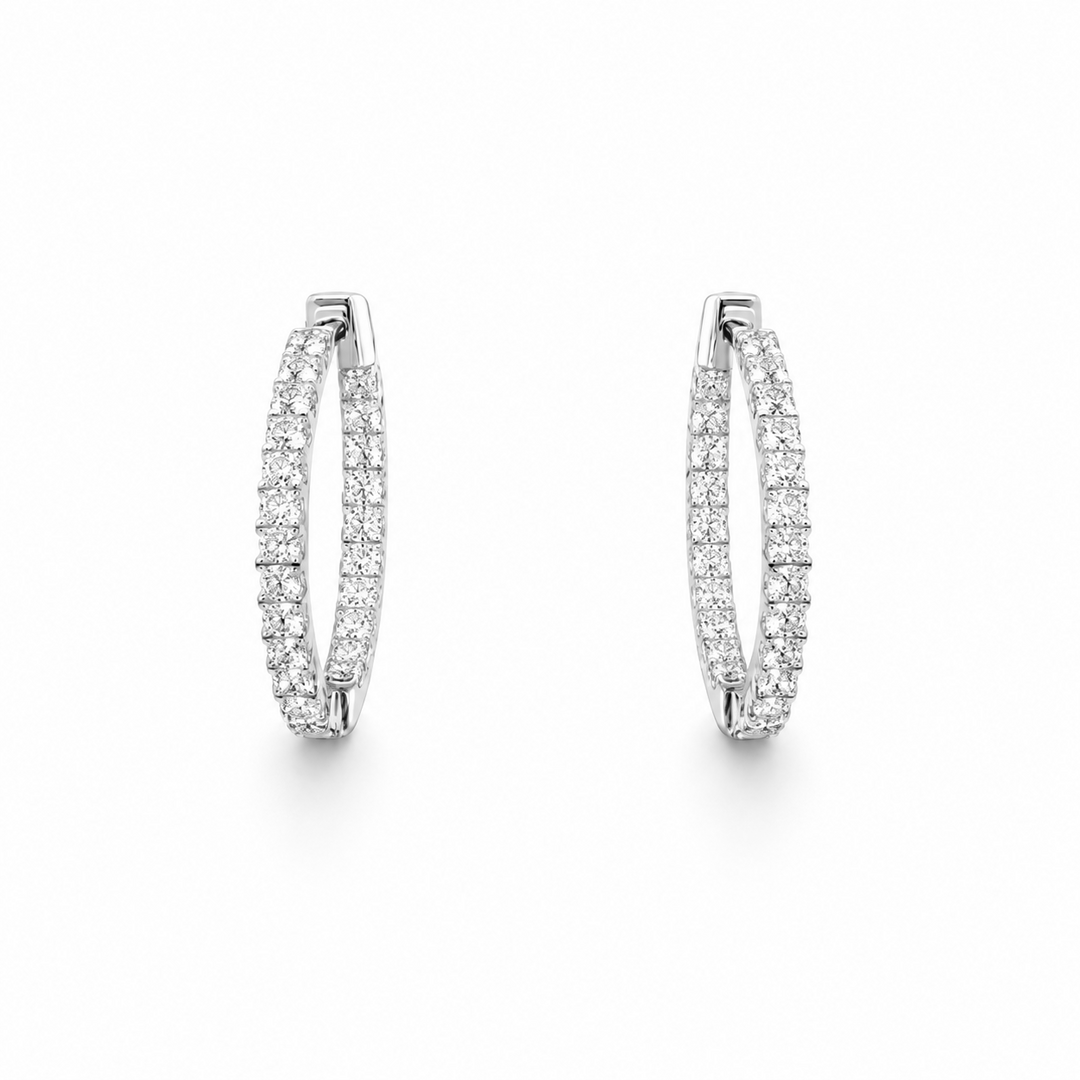 4.40 DEW Moissanite Hoop Earring in 925 Platinum Plated