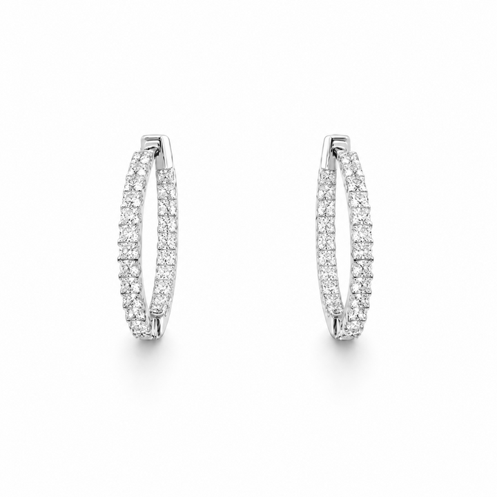4.40 DEW Moissanite Hoop Earring in 925 Platinum Plated