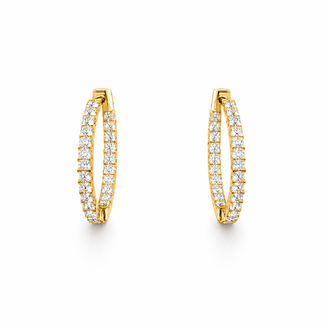 4.40 DEW Moissanite Hoop Earring in 925 Yellow Gold Plated
