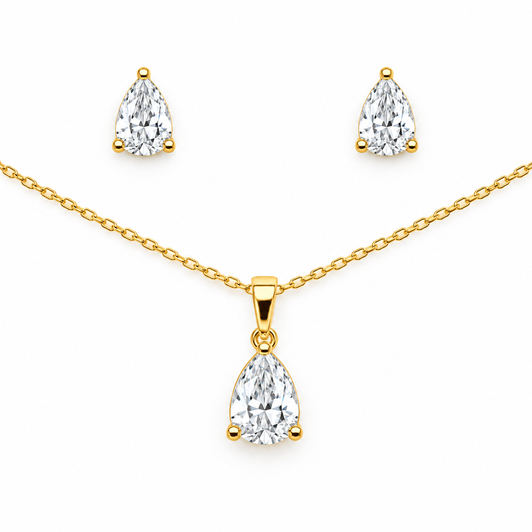 6.20 DEW Moissanite Solitaire Set in 925 Yellow Gold Plated
