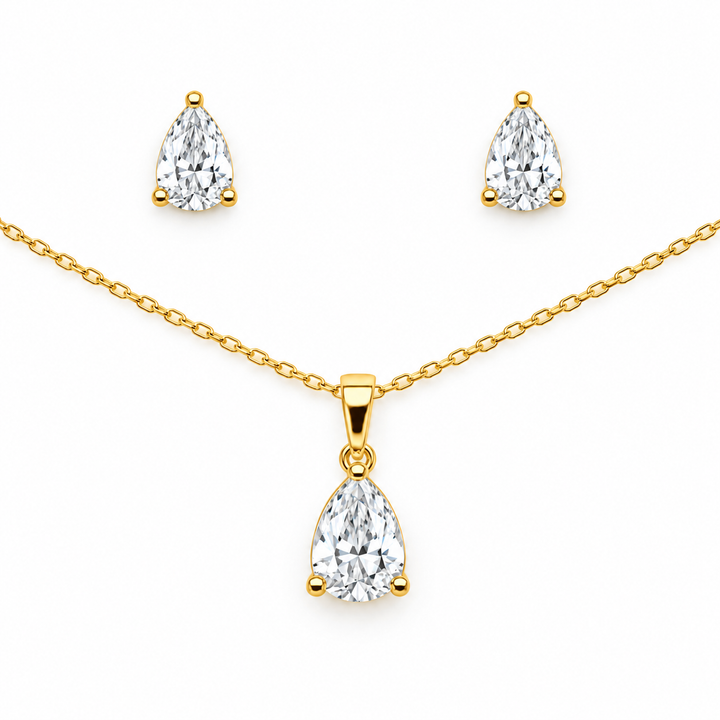 6.20 DEW Moissanite Solitaire Set in 925 Yellow Gold Plated