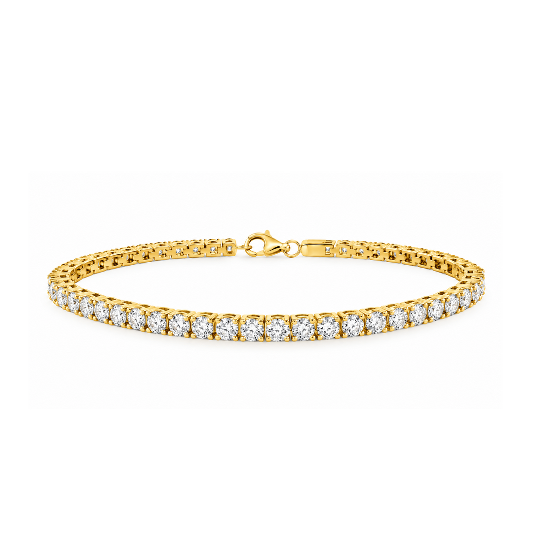 5.50 DEW Moissanite Tennis Bracelet in 925 Yellow Gold Plated
