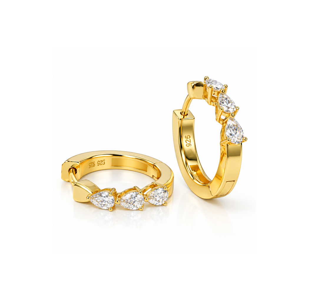 1.23 Ctw Lab Grown Diamond Earring in 925 Yellow Gold Plated