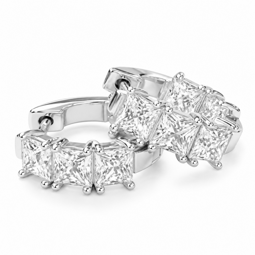 3.55 DEW Moissanite Hoop Earring in 925 Platinum Plated