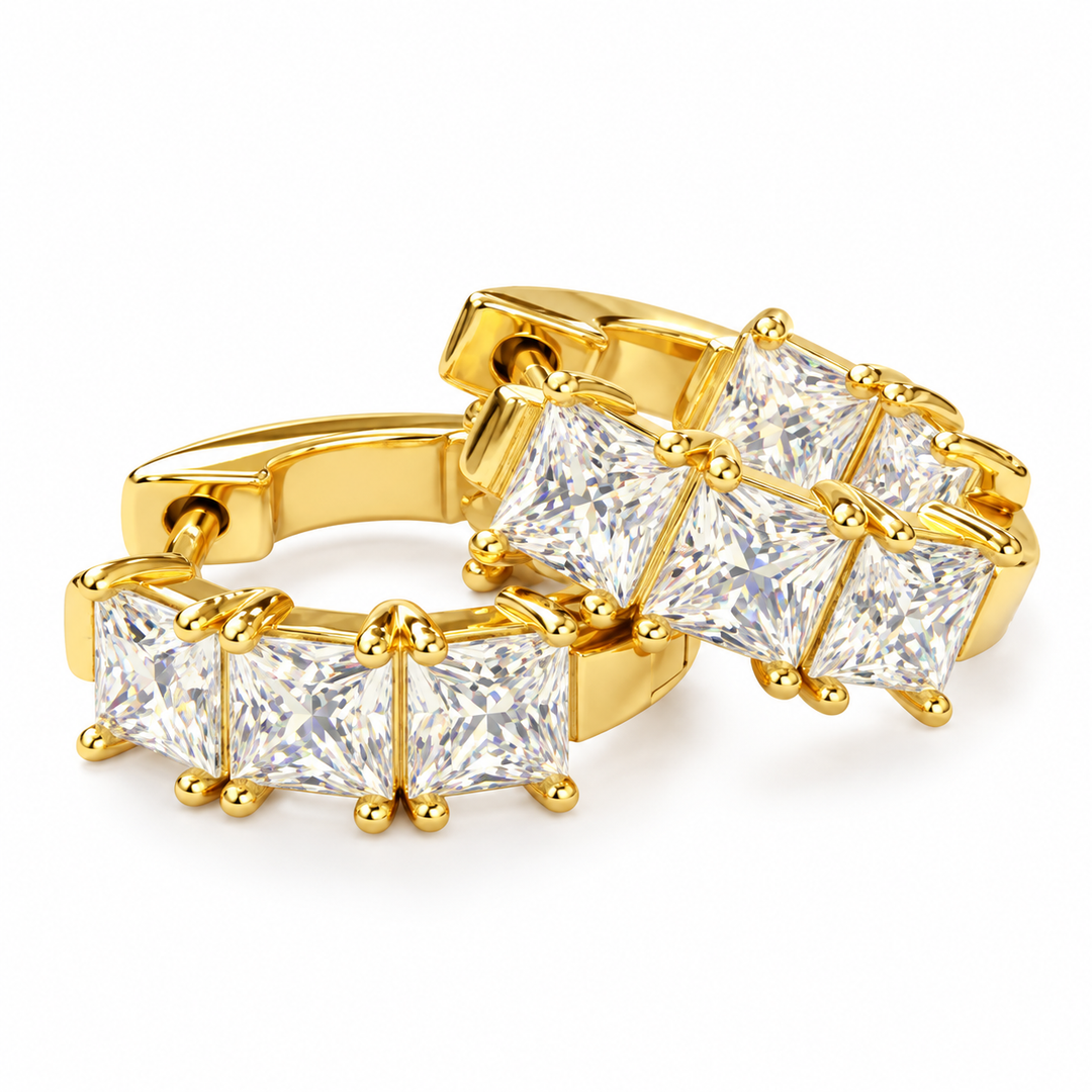3.55 DEW Moissanite Hoop Earring in 925 Yellow Gold Plated