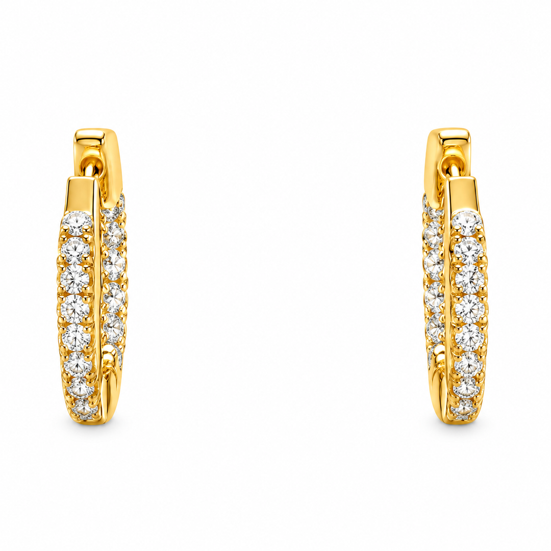 1.50 DEW Moissanite Hoop Earring in 925 Yellow Gold Plated