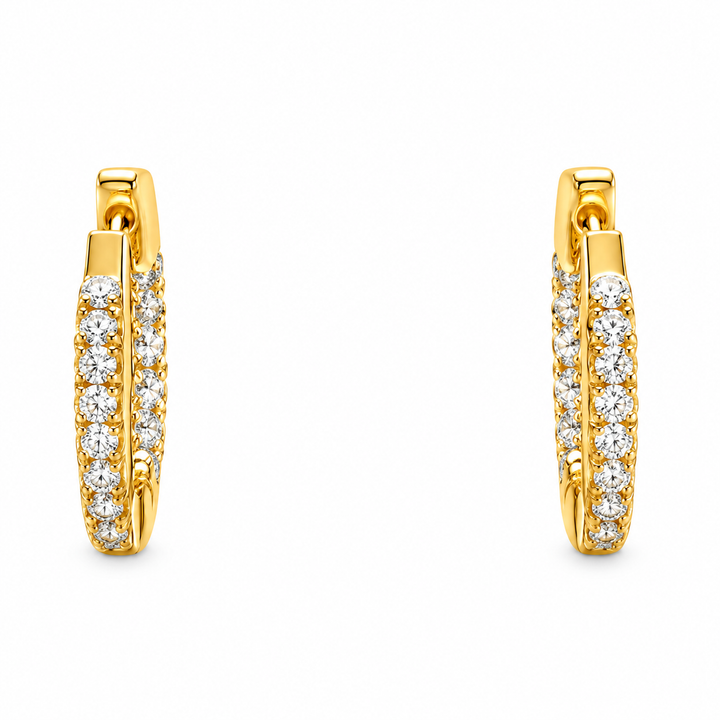 1.50 DEW Moissanite Hoop Earring in 925 Yellow Gold Plated