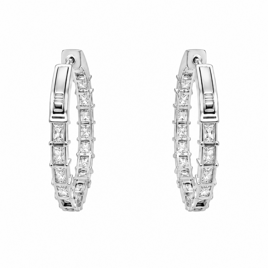 4.40 DEW Moissanite Hoop Earring in 925 Platinum Plated