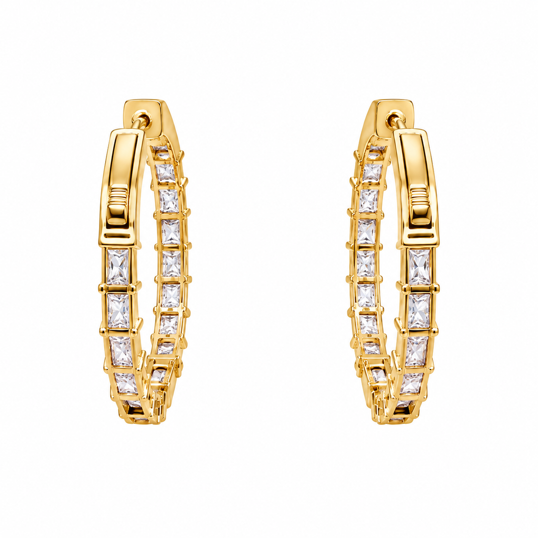4.40 DEW Moissanite Hoop Earring in 925 Yellow Gold Plated