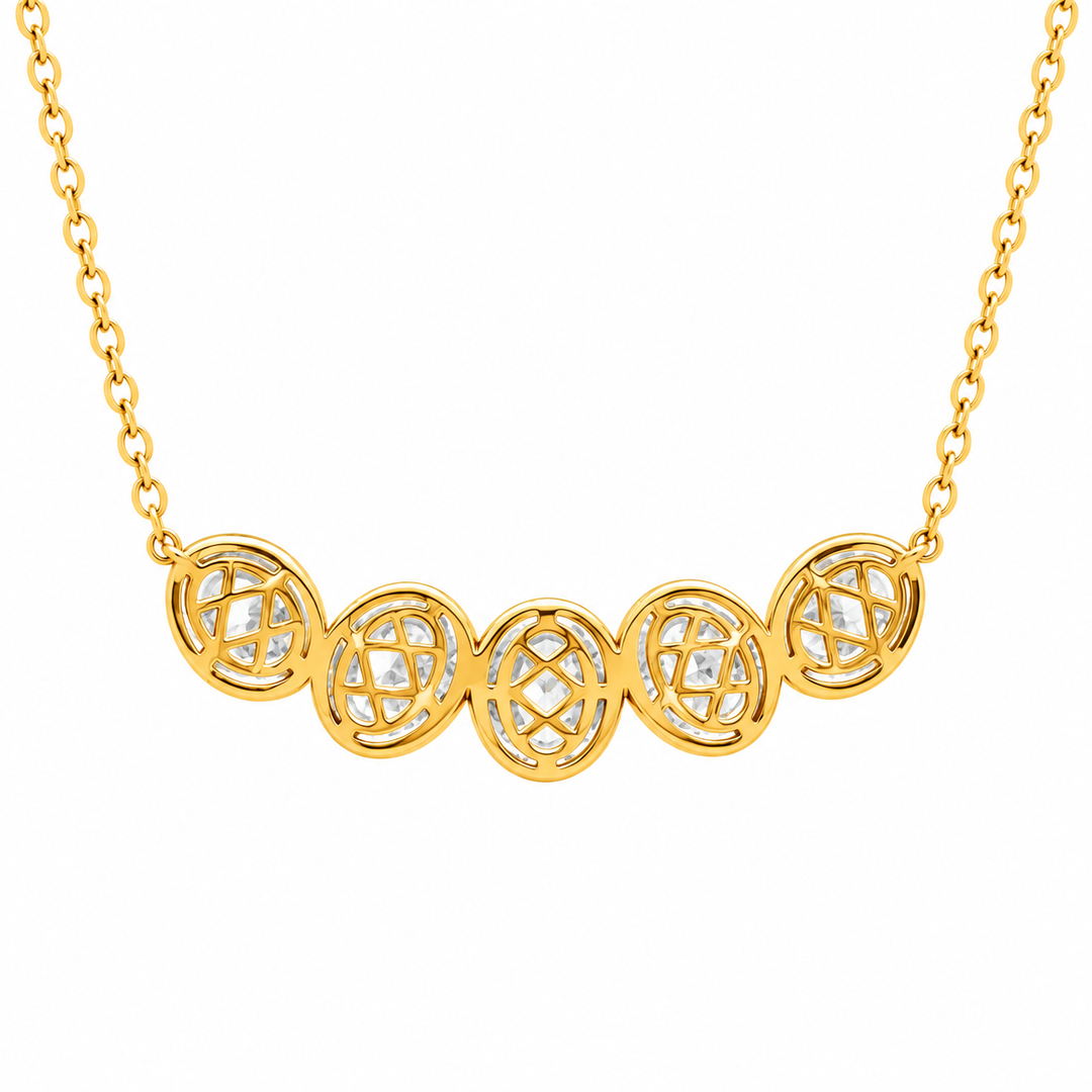 5.10 DEW Moissanite Necklace in 925 Yellow Gold Plated