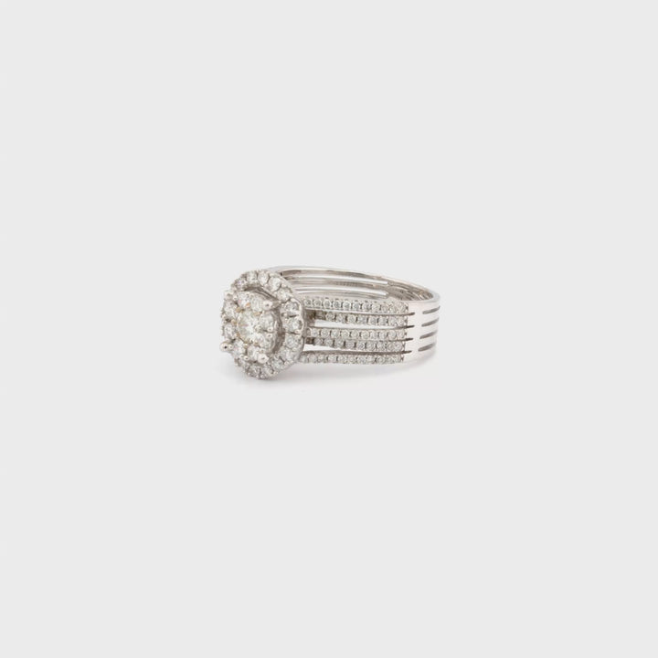 1.10 Cts White Diamond Ring in 18K White Gold