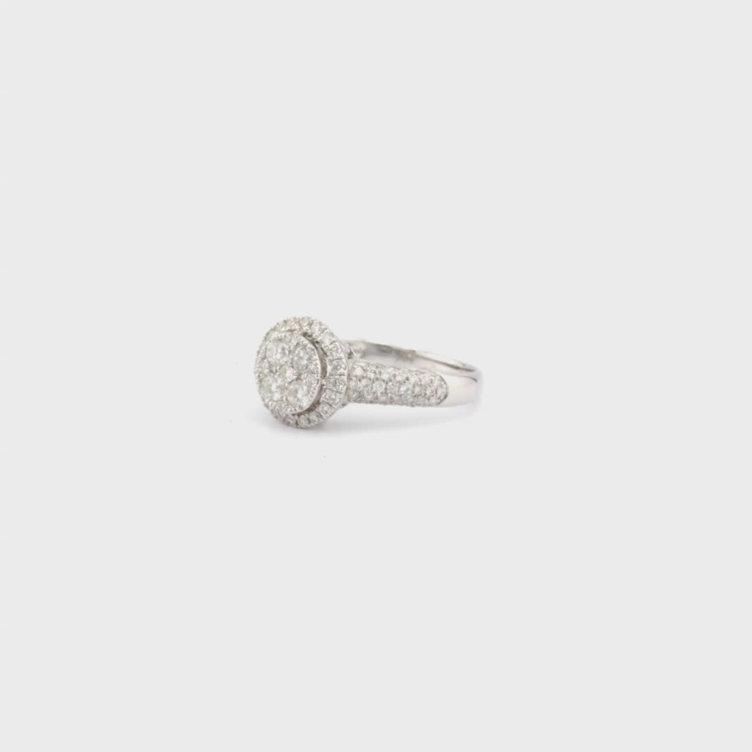 0.92 Cts White Diamond Ring in 18K White Gold