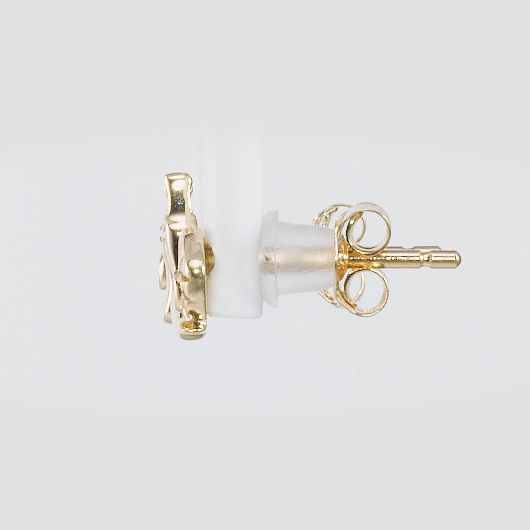 0.01 Cts White Diamond SNAIL Earring in 14K Yellow Gold