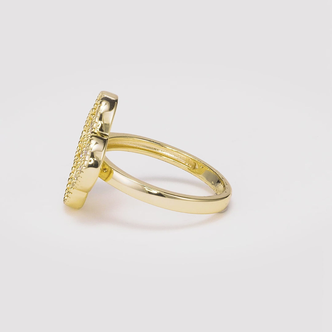 1.04 Cts Lab Grown Diamond Clover Ring in 925 Yellow Gold Plated