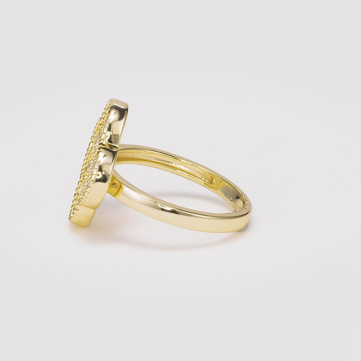 1.04 Cts Lab Grown Diamond Clover Ring in 925 Yellow Gold Plated