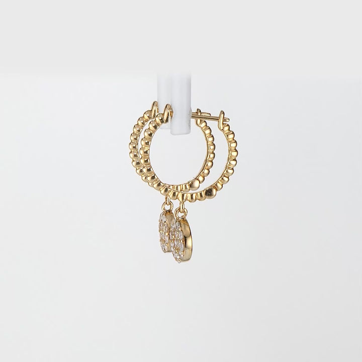 0.17 Cts White Diamond Dangle Earring in 14K Yellow Gold