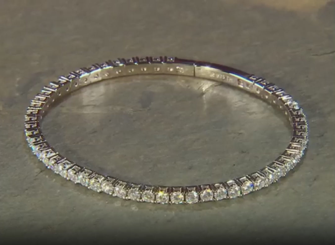 5.85 DEW Moissanite Bangle in 925 Platinum Plated