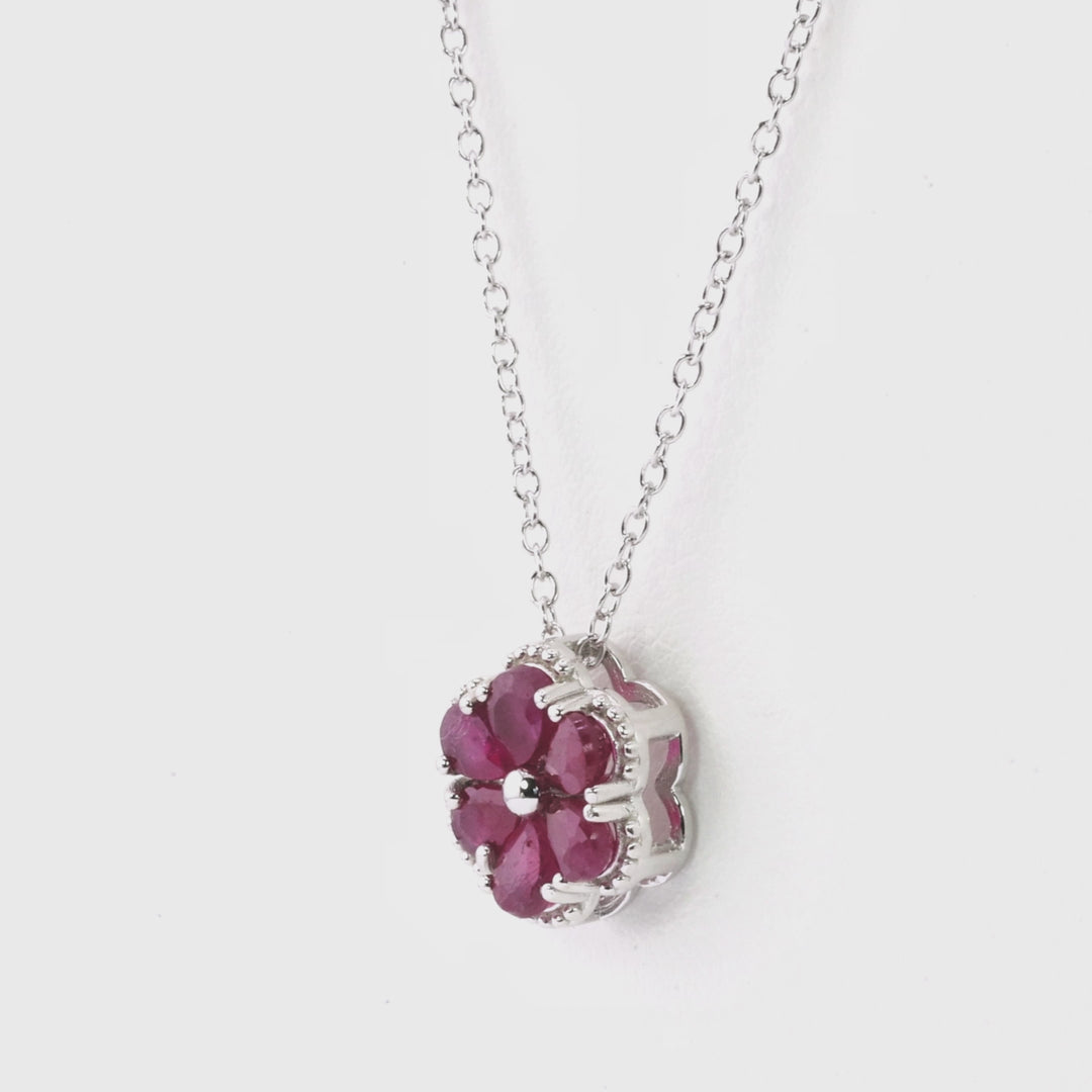1.32 Cts Ruby Pendant In 925 Sterling Silver