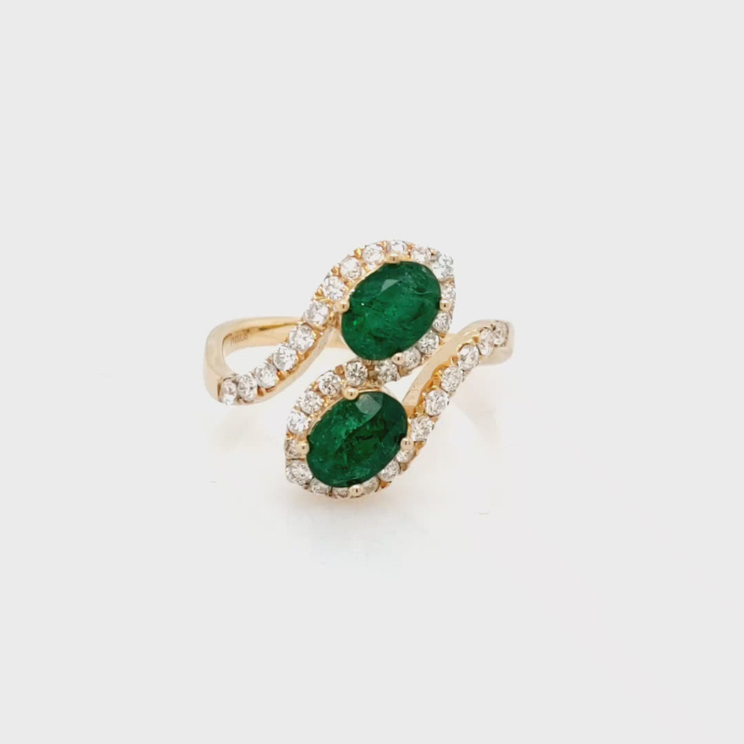1.76 Cts Emerald and White Diamond Ring in 14K Yellow Gold