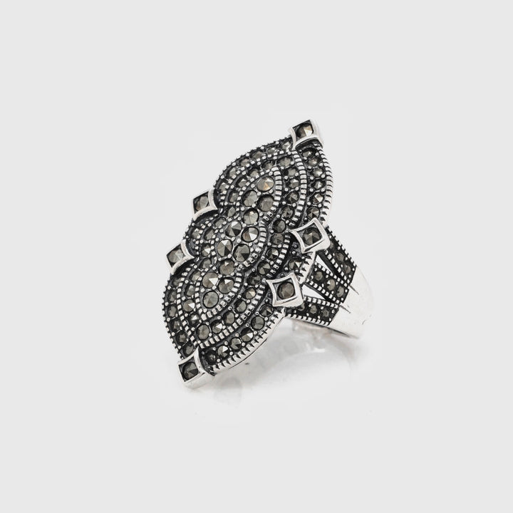 2.43 Cts Marcasite Ring in 925