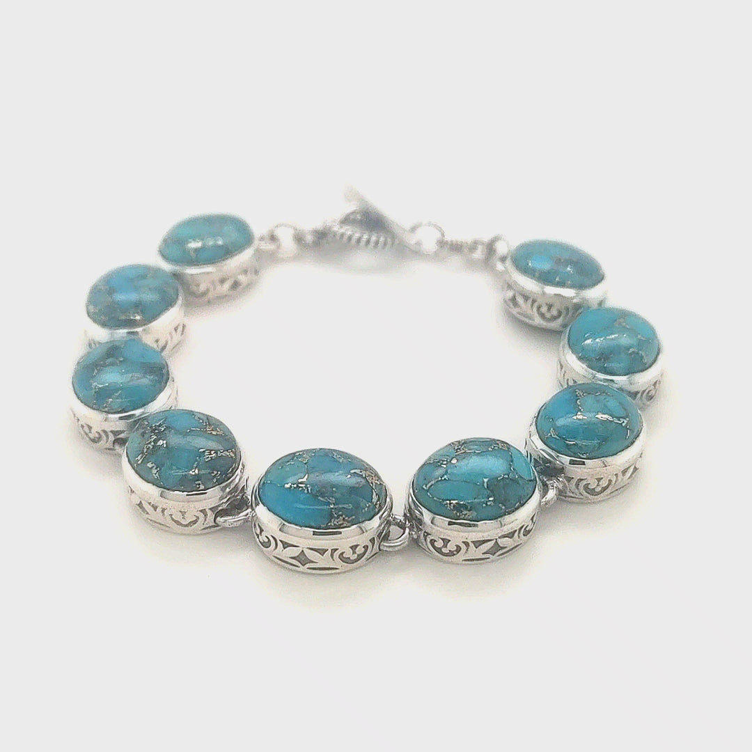 56.50 Cts Turquoise Bracelet in 925