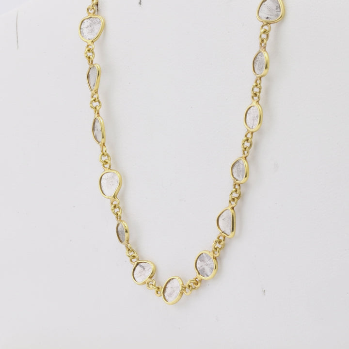 7.18 Cts Diamond Slice Necklace in 14K Yellow Gold
