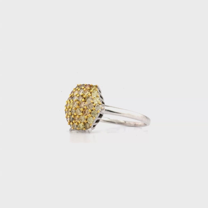 0.96 Cts Multi-Color Diamond Ring in 14K Two Tone