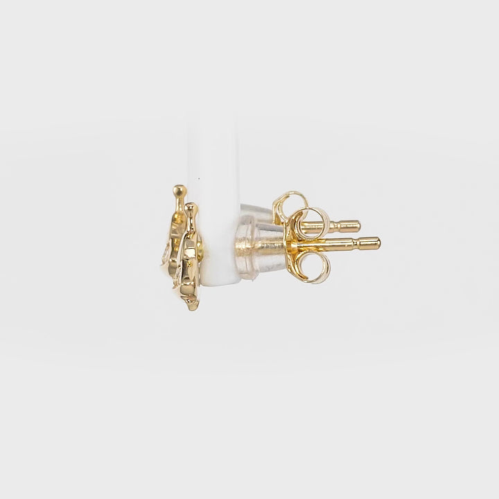 0.07 Cts White Diamond UFO Earring in 14K Yellow Gold