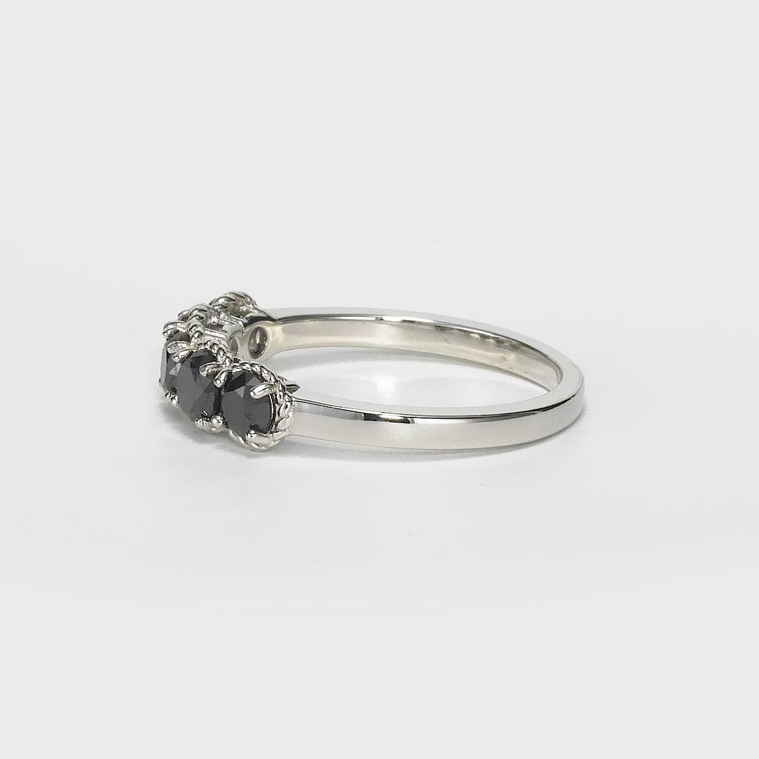 1.40 Ctw Black Diamond Ring in 925 Sterling Silver