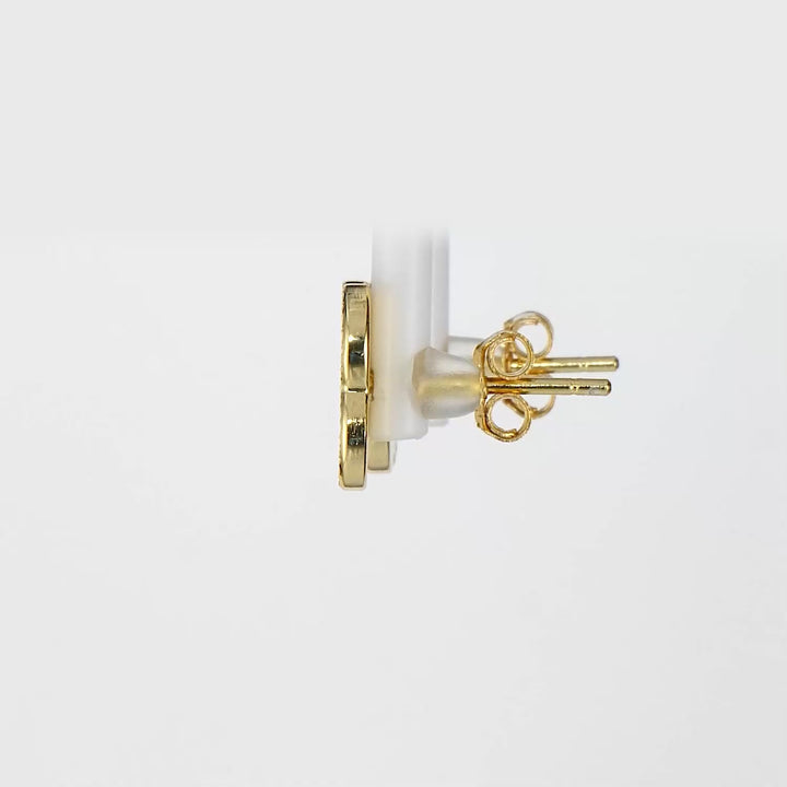 Yellow Gold Plated CLOVER Stud Earring in 925 Silver