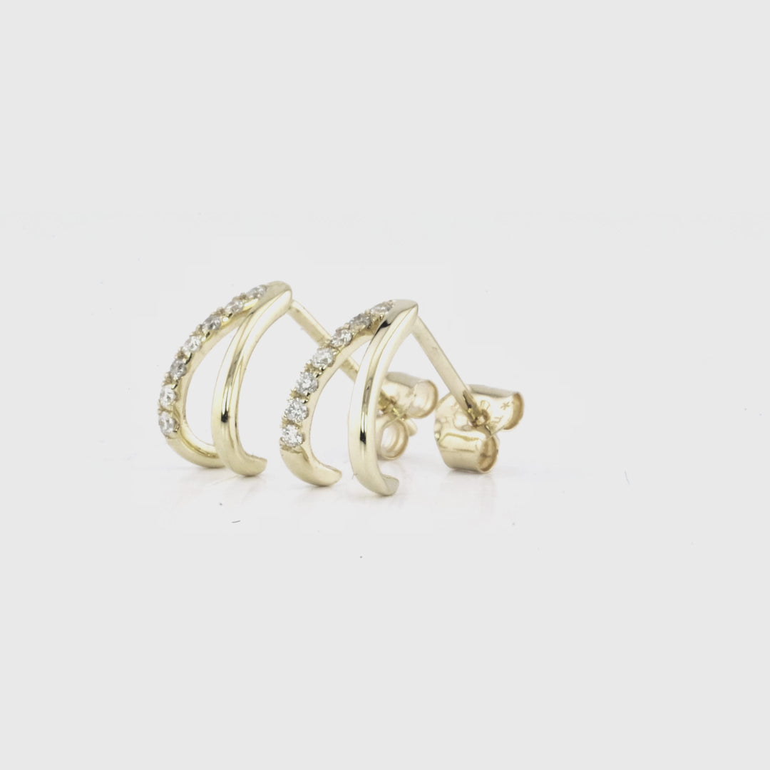 0.11 Cts White Diamond Earring in 14K Yellow Gold