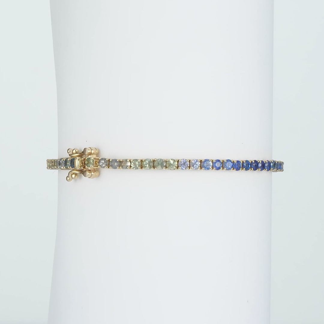 5.46 Cts Multi Sapphire Bracelet in 14K Yellow Gold