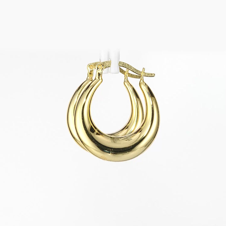 Yellow Gold Plated Chunky Hoop Earring in 925 Silver