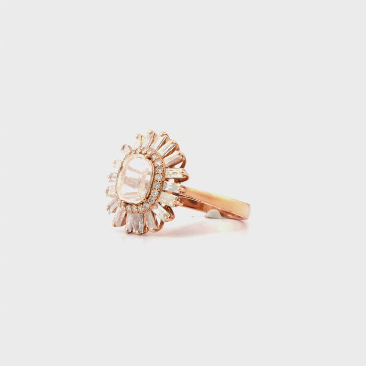 0.34 Cts Diamond Slice and White Diamond Ring in 14K Rose Gold