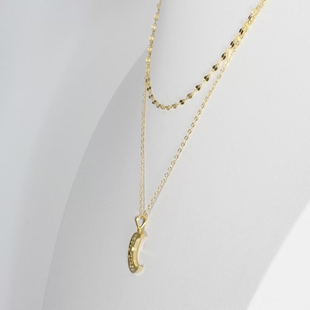 Yellow Gold Plated Half Moon Necklace in 925 Sterling Silver