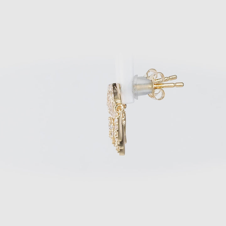 0.42 Cts White Diamond Earring in 14K Yellow Gold