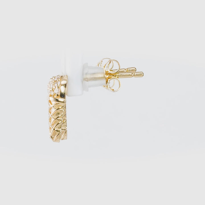 0.11 Cts White Diamond Earring in 14K Yellow Gold