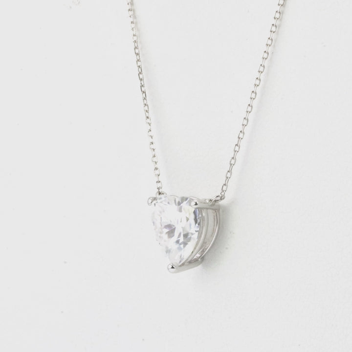 2.00 DEW Heart Shape White Moissanite Solitaire Necklace in 14K Gold