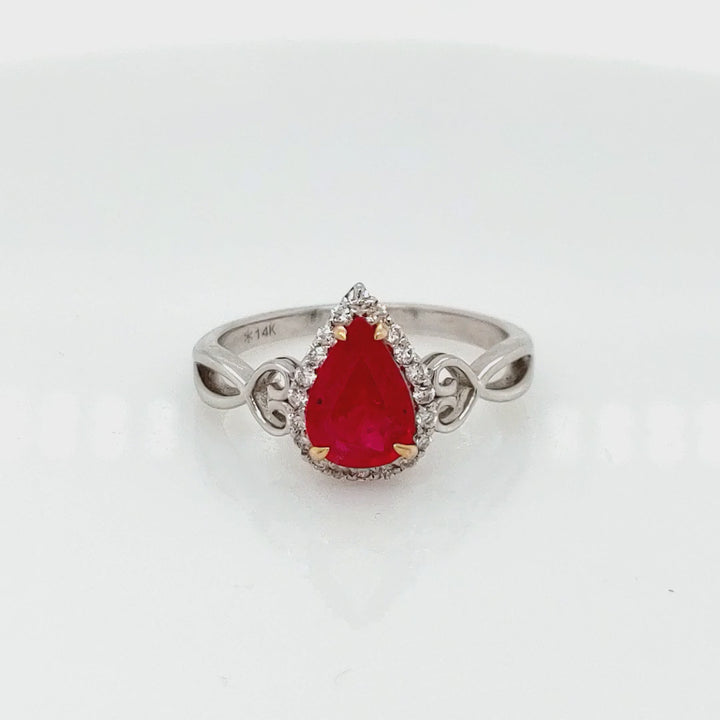 1.70 Cts Ruby and White Diamond Ring in 14K 2-Tone