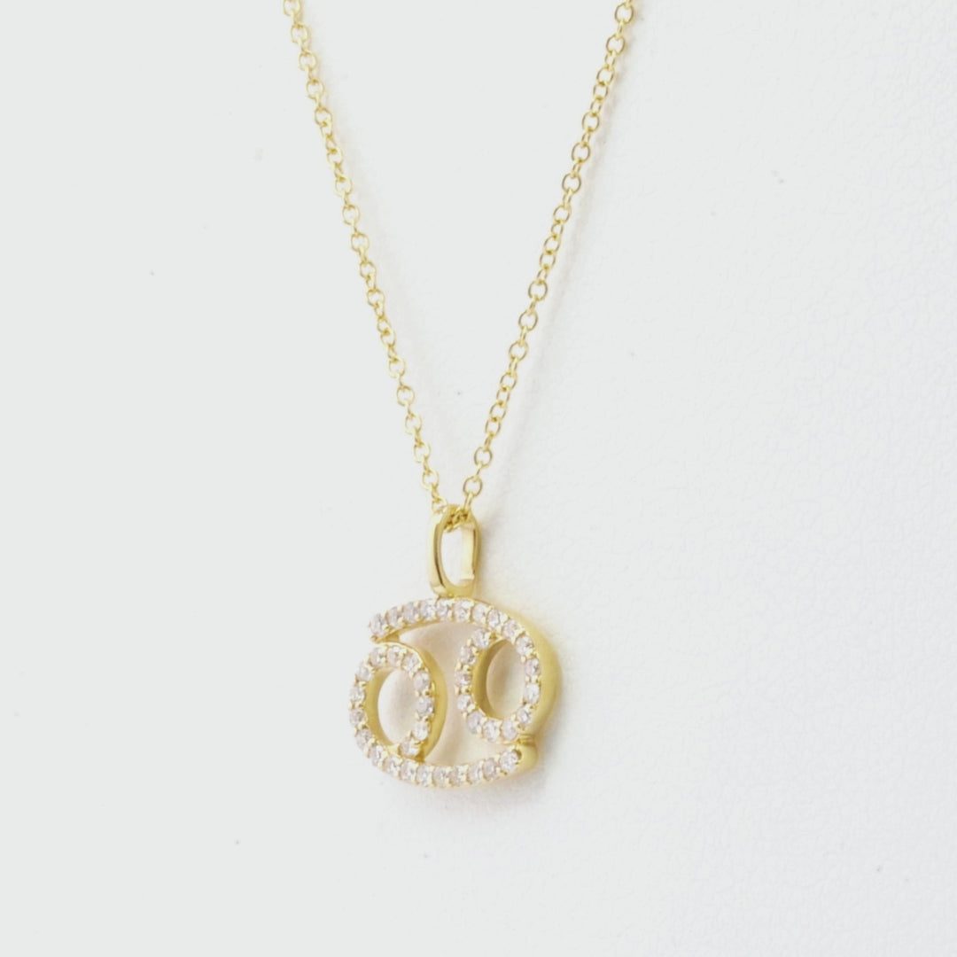 0.16 Cts White Diamond Cancer Pendant in 14K Yellow Gold