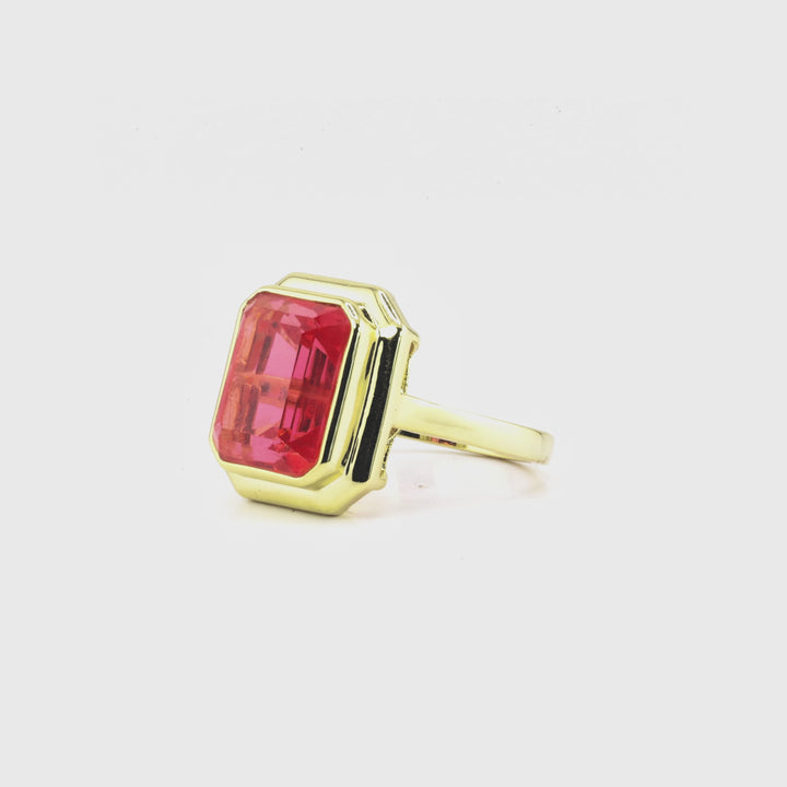 7.19 Cts Padparadscha Colored Doublet Quartz Ring in Brass