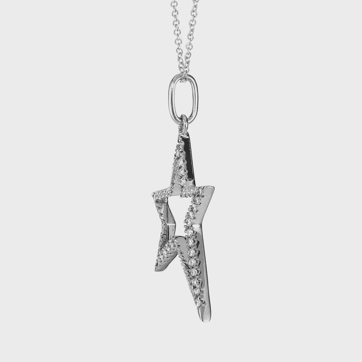 0.27 Cts White Diamond Star Pendant in 14K White Gold