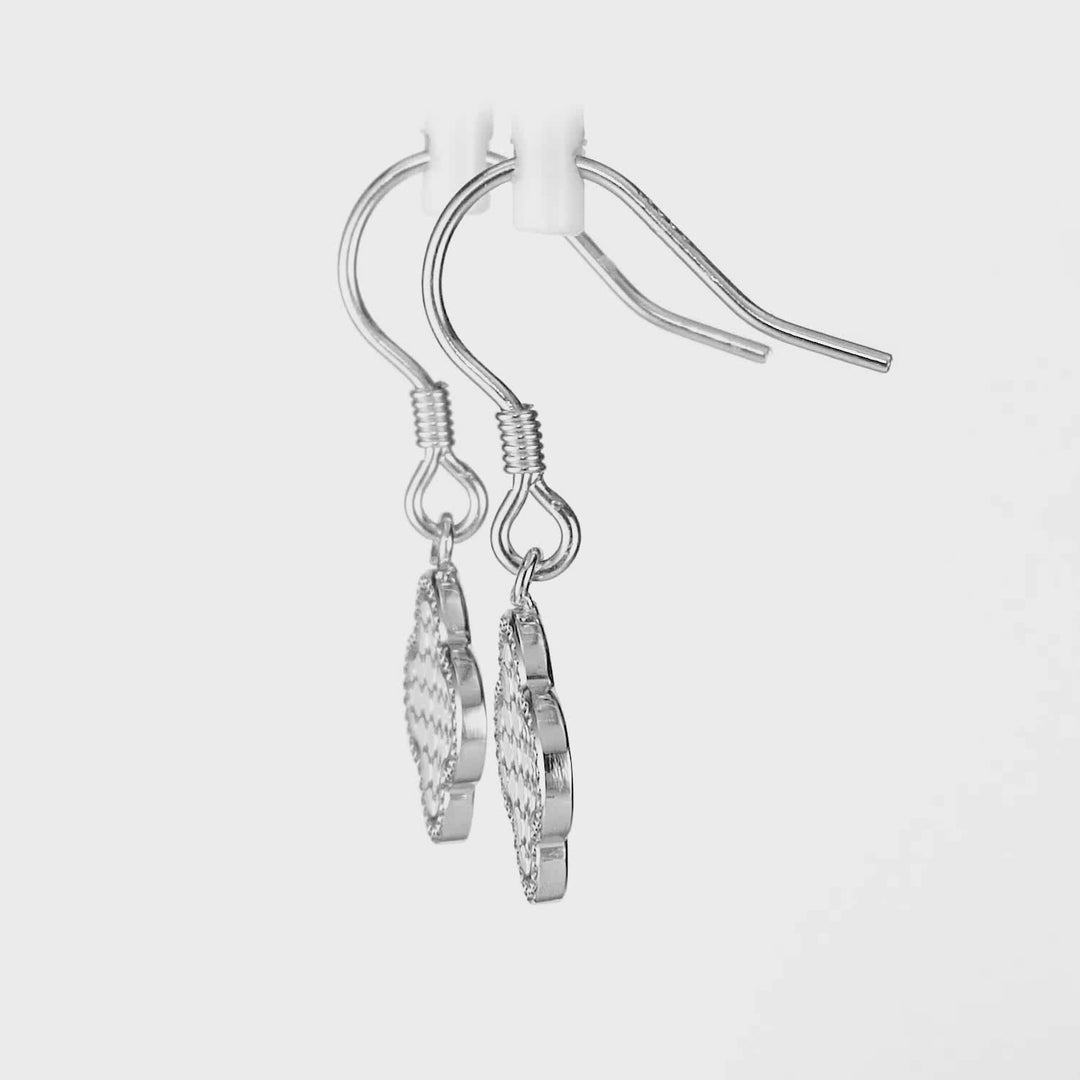 White Rhodium Plated Dangle Earring in 925 Sterling Silver