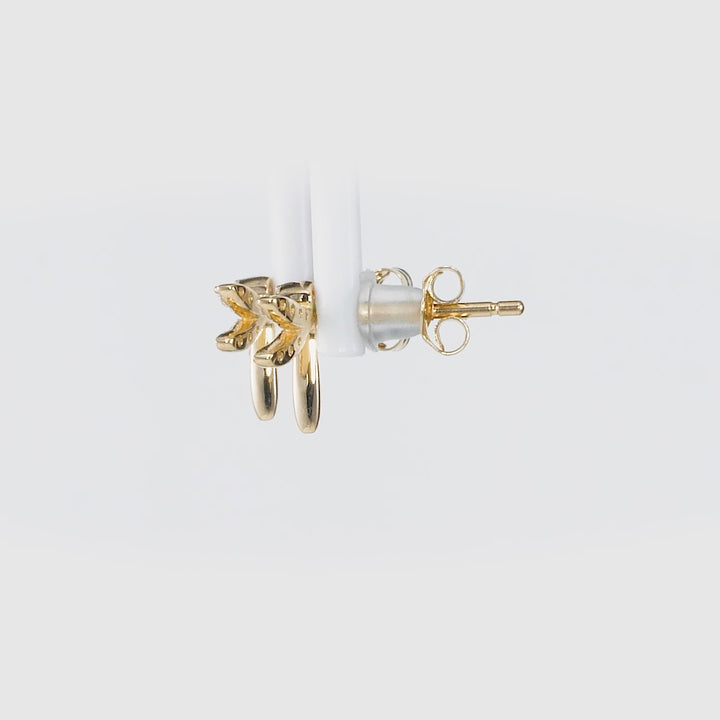0.14 Cts White Diamond Earring in 14K Yellow Gold