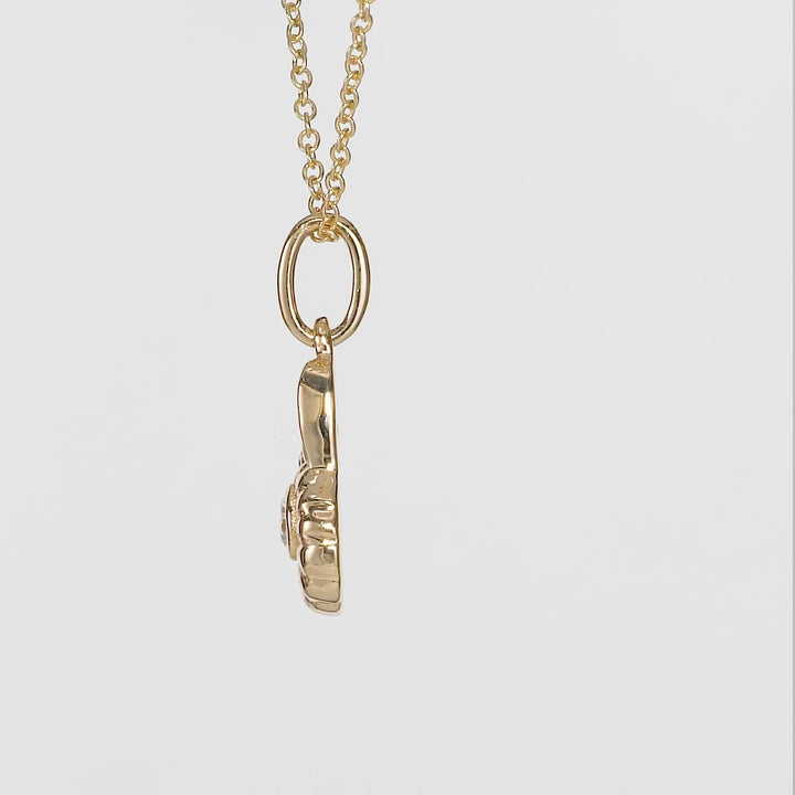 0.11 Cts White Diamond Pendant in 14K Yellow Gold